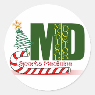 PEGATINA REDONDA NAVIDADES DE MEDICINA DEPORTIVA MD