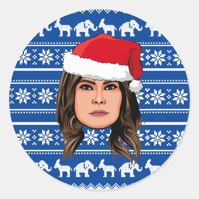 Pegatina Redonda NAVIDADES de MELANIA TRUMP (Anverso)