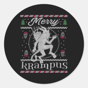 Pegatina Redonda Navidades de Merry Krampus Navidad Horror Sudor Su