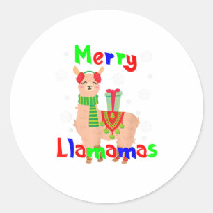 Pegatina Redonda Navidades de Merry Llamas