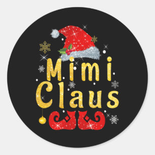 Pegatina Redonda Navidades de Mimi Claus Santa Hat Paja