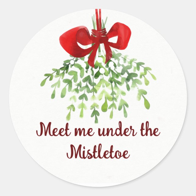 Pegatina Redonda Navidades De Mistletoe Cita Romántica Divertida (Anverso)