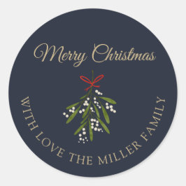Pegatina Redonda Navidades de mistletoe de la marina