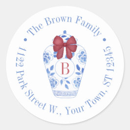 Pegatina Redonda Navidades de moda Ginger Jar Monograma Dirección d