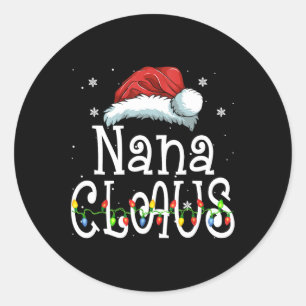 Pegatina Redonda Navidades de Nana Claus Familia Pajama Matando Nav