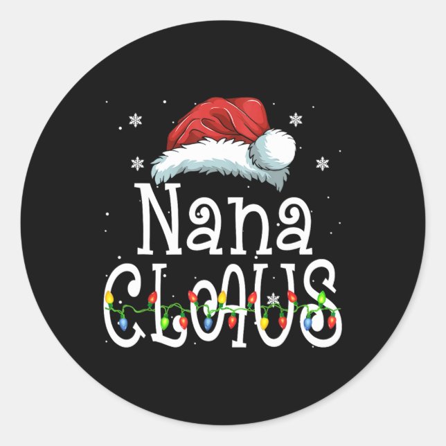 Pegatina Redonda Navidades de Nana Claus Familia Pajama Matando Nav (Anverso)