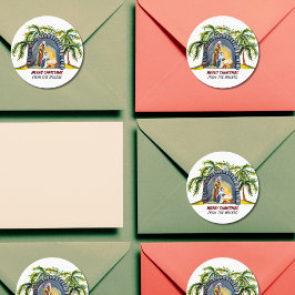 Pegatina Redonda Navidades de Natividad Personalizada Manger Scene2