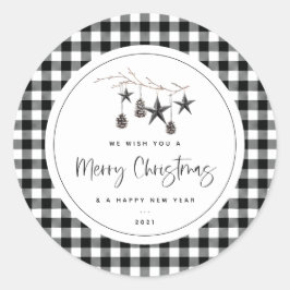 Pegatina Redonda Navidades de naturaleza acogedores