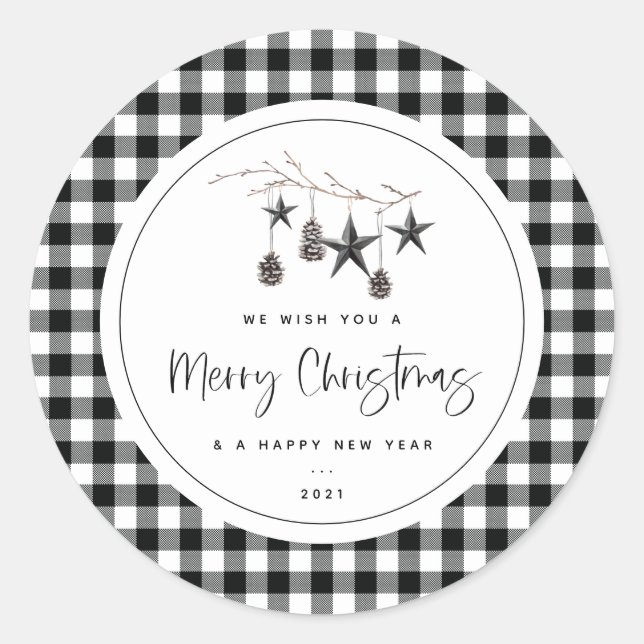 Pegatina Redonda Navidades de naturaleza acogedores (Anverso)