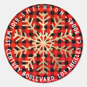 Pegatina Redonda Navidades de Nieve Alegre Regresan RSVP Búfalo Env