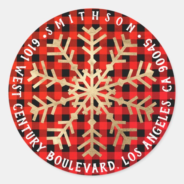 Pegatina Redonda Navidades de Nieve Alegre Regresan RSVP Búfalo Env (Anverso)