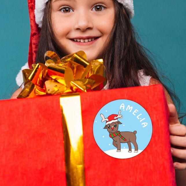 Pegatina Redonda Navidades De Nieve Con Nieve En Dibujo De Cerveza (Subido por el creador)