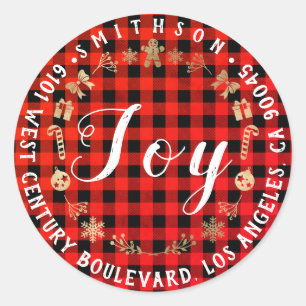 Pegatina Redonda Navidades de Nieve de Alegría Devolver Búfalo De R