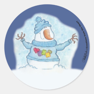 Pegatina Redonda Navidades de nieve están cerca de la "nieve"