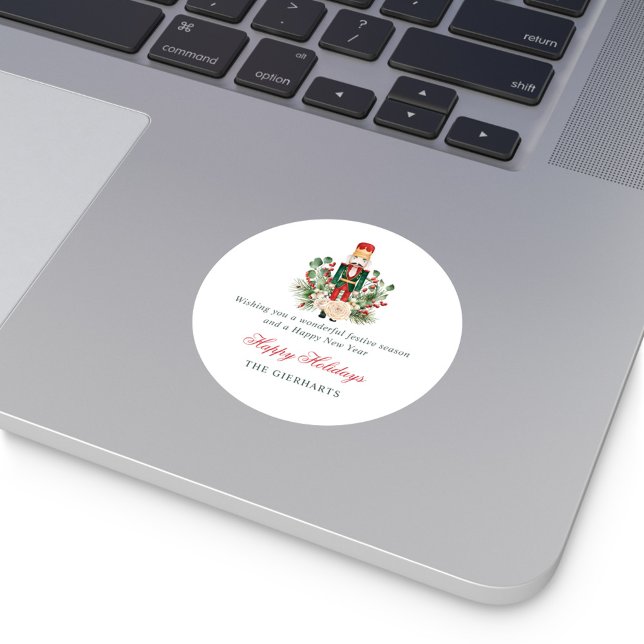 Pegatina Redonda Navidades de Nocracker Happy Holidays (Nutcracker Happy Holidays Christmas Stickers)