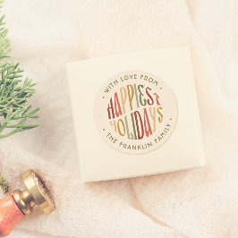 Pegatina Redonda Navidades de nombre de familia de las vacaciones m