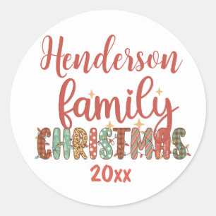 Pegatina Redonda Navidades de nombre de familia de país