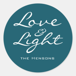 Pegatina Redonda Navidades de nombre verde azul con escritura azul 