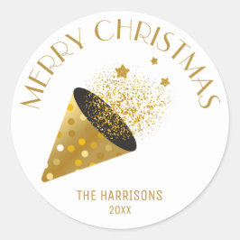 Pegatina Redonda Navidades de nombres de Gorras de opper Fiesta de