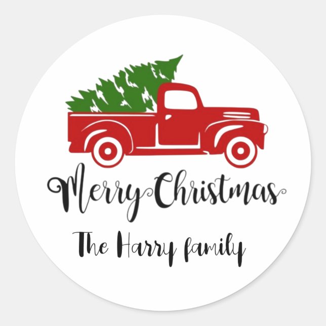 Pegatina Redonda Navidades de nombres personalizados desean pegatin (Anverso)