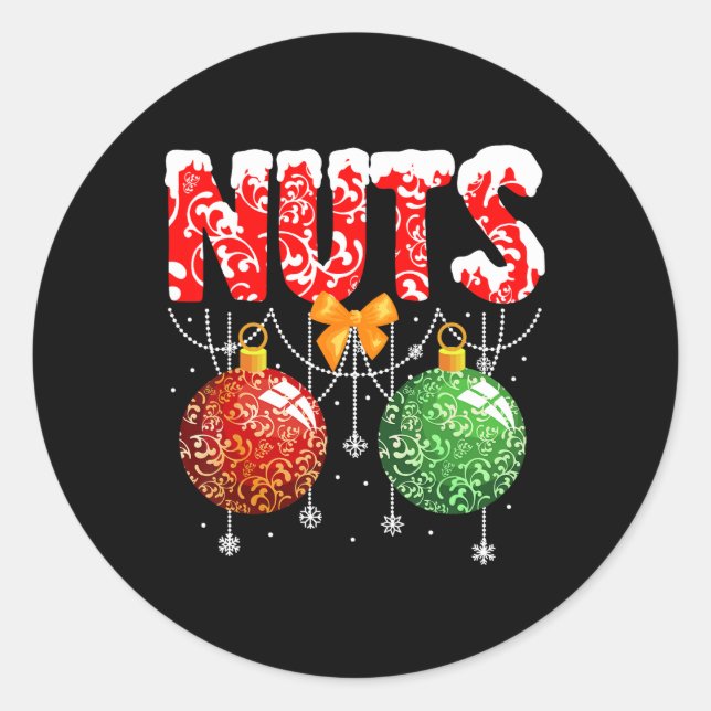 Pegatina Redonda navidades de nueces de pecho camiseta que hacen ju (Anverso)