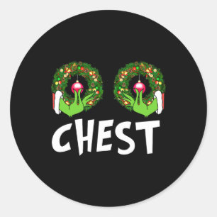 Pegatina Redonda Navidades de nueces de pecho Diversión Pareja Mata