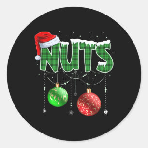 Pegatina Redonda Navidades de nueces de pecho divertidas familiares