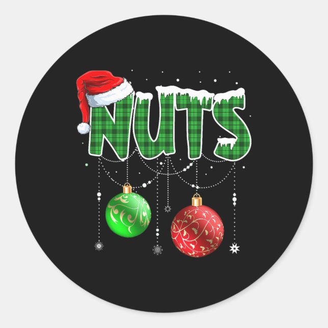 Pegatina Redonda Navidades de nueces divertidas que coinciden con c (Anverso)