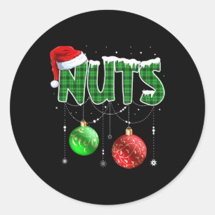 Pegatina Redonda Navidades de nueces divertidas que coinciden con c