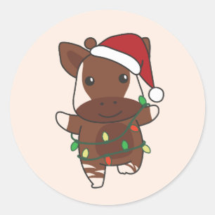 Pegatina Redonda Navidades de Okapi Animales de Invierno Holiday Ok