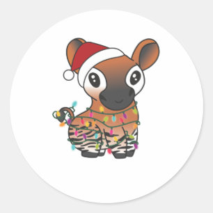 Pegatina Redonda Navidades de Okapi Nieve Animales De Invierno Okap