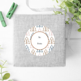 Pegatina Redonda Navidades de oro azul de Boho Trees divertido para