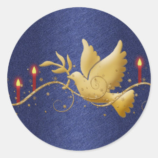 Pegatina Redonda Navidades de oro esquivan velas de paz