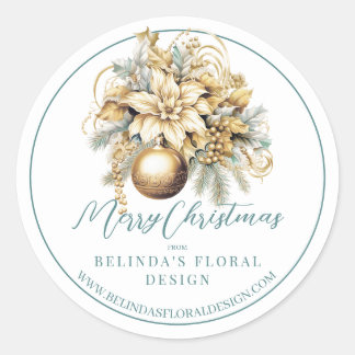 Pegatina Redonda Navidades de oro floristería florida florida negoc