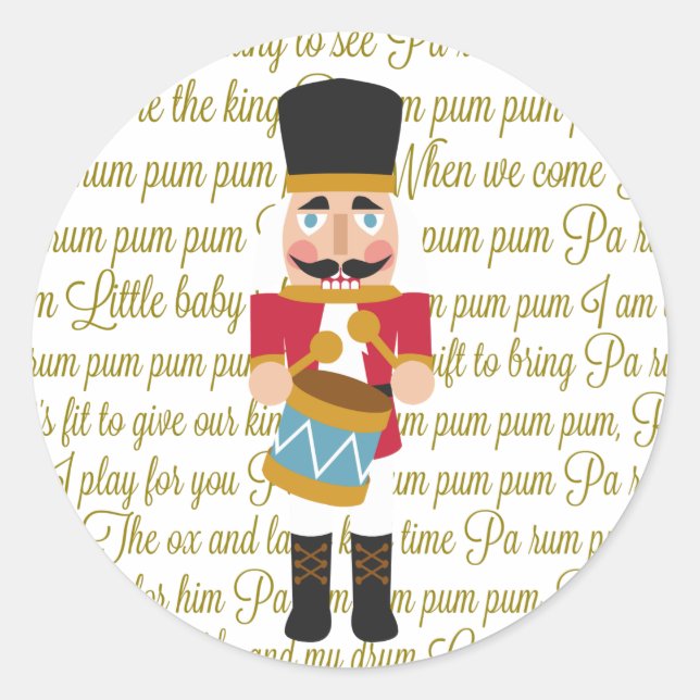 Pegatina Redonda Navidades de oro Pequeño Drummer Boy (Anverso)