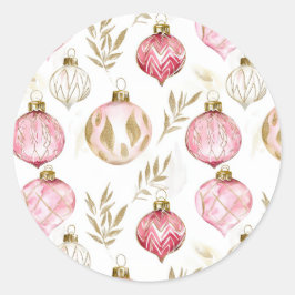 Pegatina Redonda Navidades de oro rosado Ornamentos de época