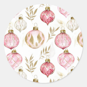 Pegatina Redonda Navidades de oro rosado Ornamentos de época