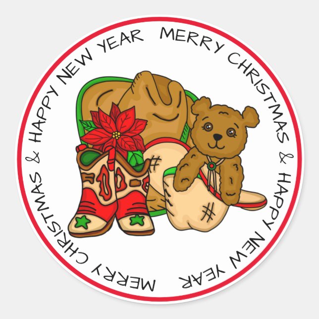 Pegatina Redonda Navidades de países y de Rusia occidental (Anverso)