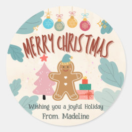 Pegatina Redonda Navidades de pan de jengibre, Pegatinas vacacional