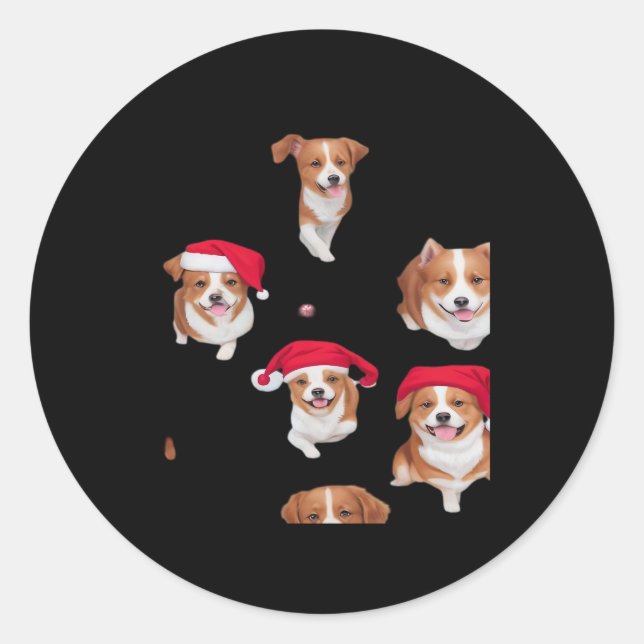 Pegatina Redonda navidades de patrones divertidos yuletide Classic  (Anverso)