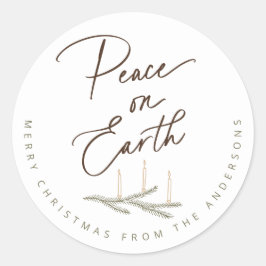Pegatina Redonda Navidades de paz personalizada en la Tierra
