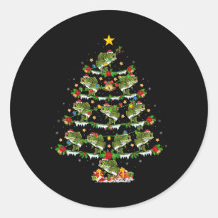 Pegatina Redonda Navidades de peces navideños iluminan Santa Bass T