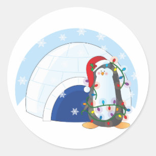 Pegatina Redonda Navidades de Penguin