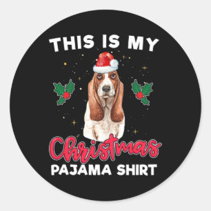 Pegatina Redonda navidades de perritos del perrito pajama santa