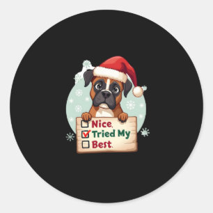 Pegatina Redonda Navidades de perro de Boxer lindo me probaron lo m