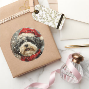 Pegatina Redonda Navidades de perro de La Habana