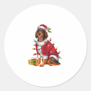 Pegatina Redonda Navidades de Perro de la Seda de Santa Irish Light
