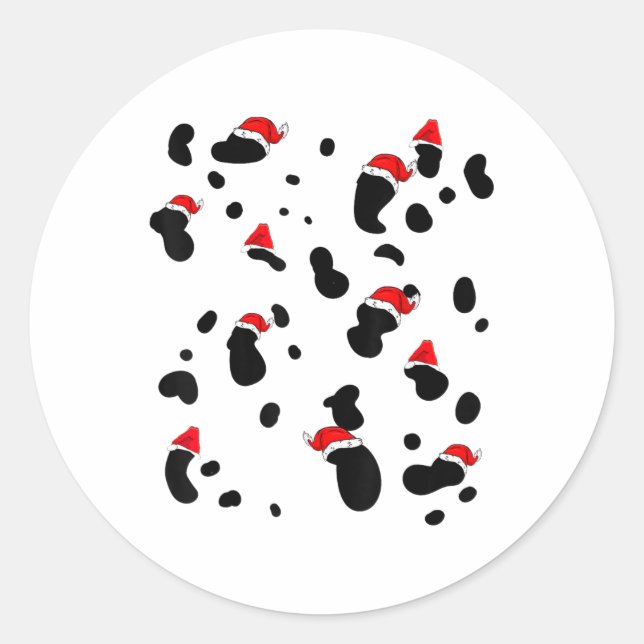 Pegatina Redonda Navidades de perro de vestuario dálmata niños muje (Anverso)