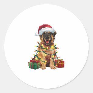 Pegatina Redonda Navidades de perros de Santa Hat Leonberger _