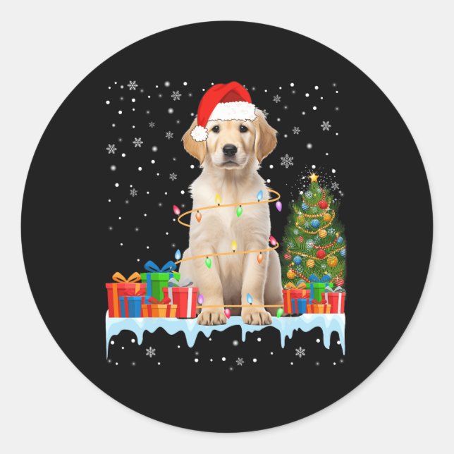 Pegatina Redonda Navidades de perros divertidos de Santa Labrador i (Anverso)